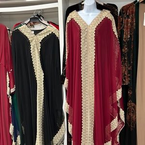 Georgette Kaftan in Red and Maroon with Stone work